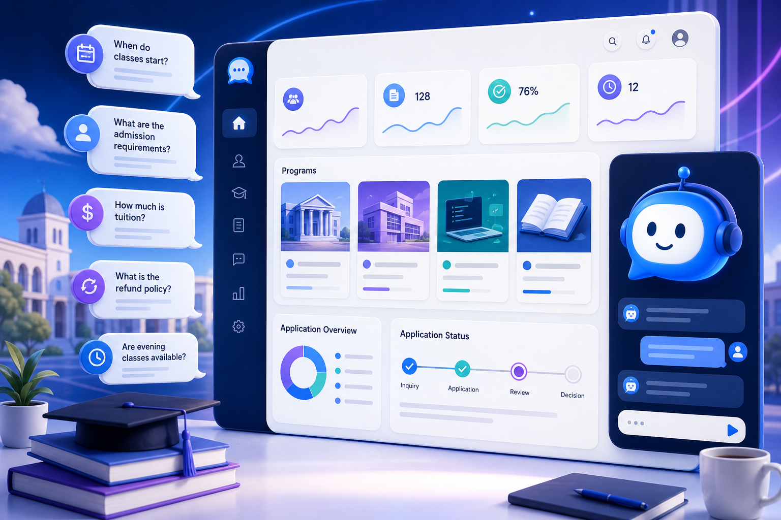 AI admissions and learner support dashboard for education teams